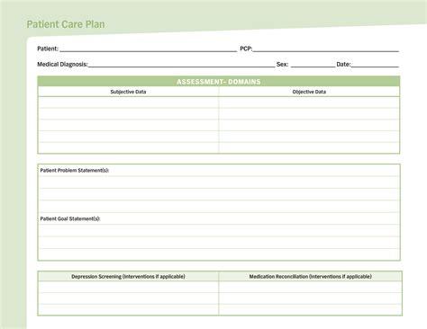Printable Person Centred Care Plan Template